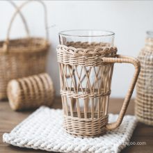 Handmade rattan Korean retro creative glass water cup